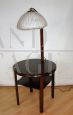 Vintage floor lamp with wooden reading table, 1950s