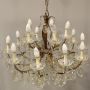 Vintage chandelier with crystal drops and 15 lights