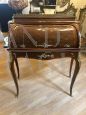 Antique cylinder desk inlaid in various woods, France 1870