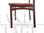 Set of 6 vintage mahogany and red velvet chairs, Italy 1960s