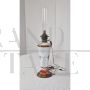 Antique electrified oil lamp in bronze and painted glass