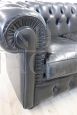 Black leather Chesterfield sofa and armchair, 1980s