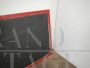 Slate wall-mounted school blackboard with red wooden frame, 1960s