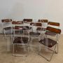 Set of 6 70s folding chairs in metal and smoked plexiglass