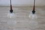 Pair of Murano glass pendant lamps with relief decorations, 1960s