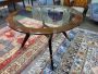 Mid-century round wooden table with glass top
