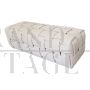 Rectangular bench ottoman in woven technical fabric with brass base