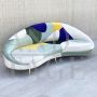 3-seater color block curved design sofa with cushions
