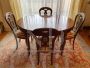 Set of 19th century extendable oval table with inlays + 4 chairs