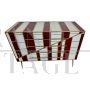 Dresser of 4 drawers in white and burgundy glass