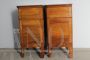 Pair of antique Louis Philippe bedside tables in blond walnut, Central Italy 1850