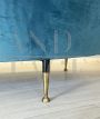 Curved teal blue velvet sofa, 1950s