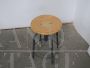 Industrial swivel and adjustable stool with 4 legs and footrest, 1960s