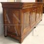 Large antique Charles X Capuchin sideboard with 4 doors in threaded walnut, 1800