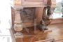 Imposing antique cupboard in carved solid walnut with mirror, 19th century