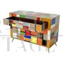 Vintage chest of drawers covered in multicolored Murano glass, 1980s