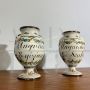Pair of antique painted apothecary jars from the late 18th century