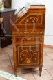 Antique Louis XVI drop-leaf dresser in walnut briar with inlays