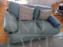Pair of Poltrona Frau sofas in sky blue leather