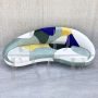 3-seater color block curved design sofa with cushions