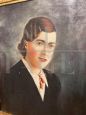 Portrait of a girl, art deco oil painting on canvas dated 1939