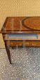 1920s Lombard inlaid desk with two drawers and spiked legs