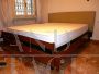 60s double bed with headboard in beige eco-leather