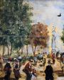 Turri - Painting with Ducale Park in Parma, oil on panel from the 20th century