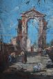 Antique Venice oil painting on wood from the 19th century