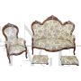 Antique living room set in walnut with sofa, armchair and footrests, Louis Philippe 1800s