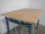 Vintage kitchen table in blue lacquered fir