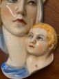Art Deco Madonna majolica sculpture head bed from the 1940s