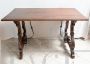 Antique refectory table in solid walnut, Naples, early 18th century