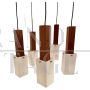 Guzzini design chandelier in rosewood with 5 lights, Italy 1960s