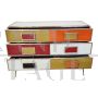 Dresser with six drawers in multicolored glass