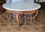 Round coffee table from the late 19th century in carved wood and marble