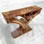 Art deco console in makassar wood with geometric inlays