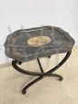 Small antique picnic table with painted tray, 1850