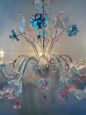 Rezzonico chandelier in colored Murano glass, Cesare Toso company, 1970s