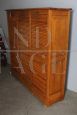 Office bookcase with three roller shutter doors in solid beech, 1950s