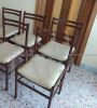 Set of 6 vintage 70's chairs with white skai seat