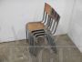 Set of 4 stackable gray Mullca chairs with light wood seat, 1960s