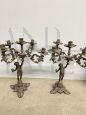 Pair of 20th century five-light bronze candelabra with cherubs