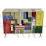 Multicolored glass dresser with four drawers