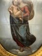 Antique painting with Madonna of San Sisto, oil on copper from the 19th century