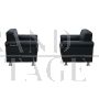 Pair of contemporary design armchairs in black leather