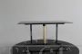 Coffee table in black glass, brass and iron, Italy 1950s