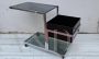 70's bar trolley in steel with smoked glass tops and container