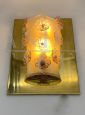 Seguso Murano glass panel wall light with pink flowers, 1960s