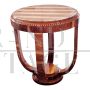 Round Art Deco style coffee table in striped wood